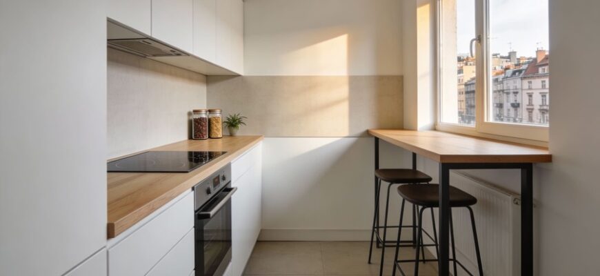 Интерьер маленькой кухни