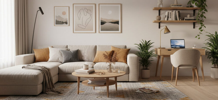 Гостиная с выделенными зонами